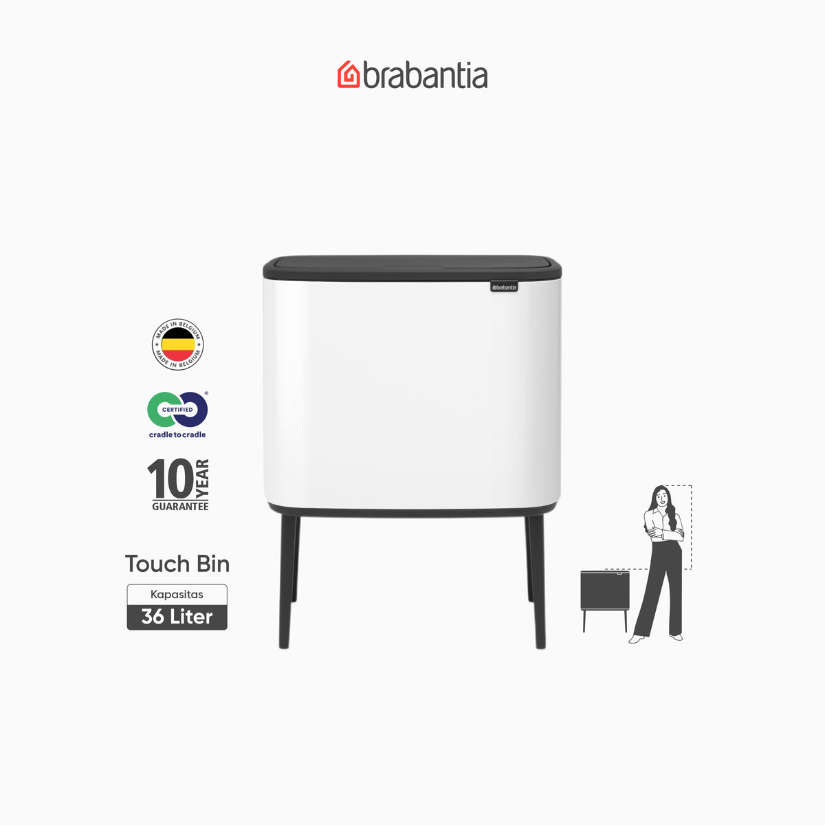 Bo Touch Bin 36L - White