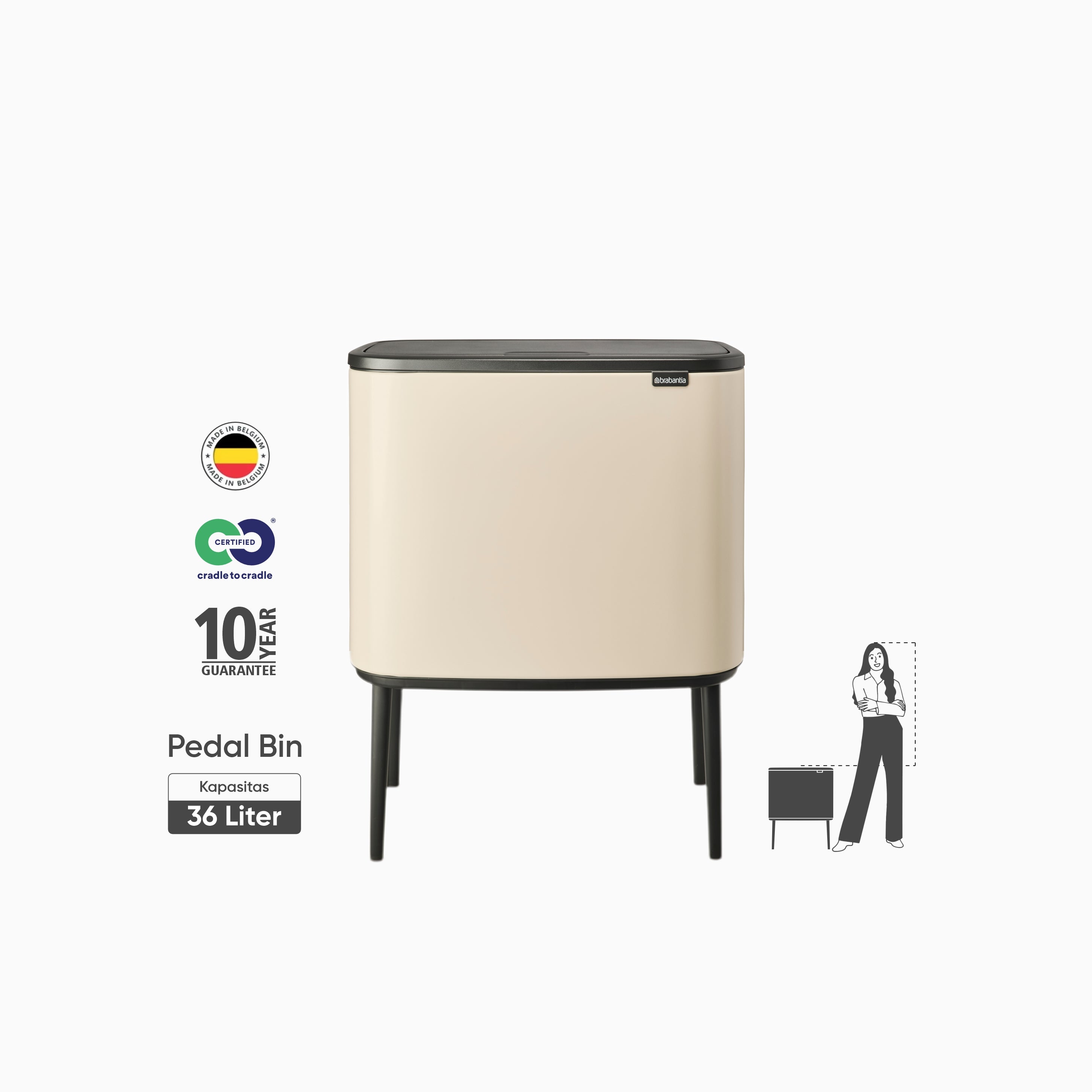 BO Touch Bin 36L - Soft Beige