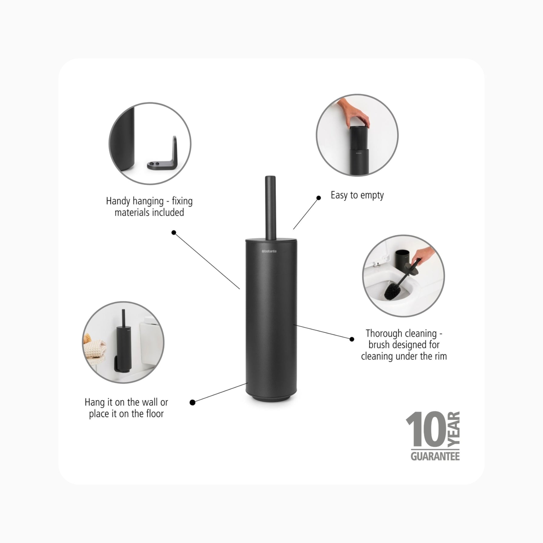 MindSet Toilet Brush and Holder - Infinite Grey