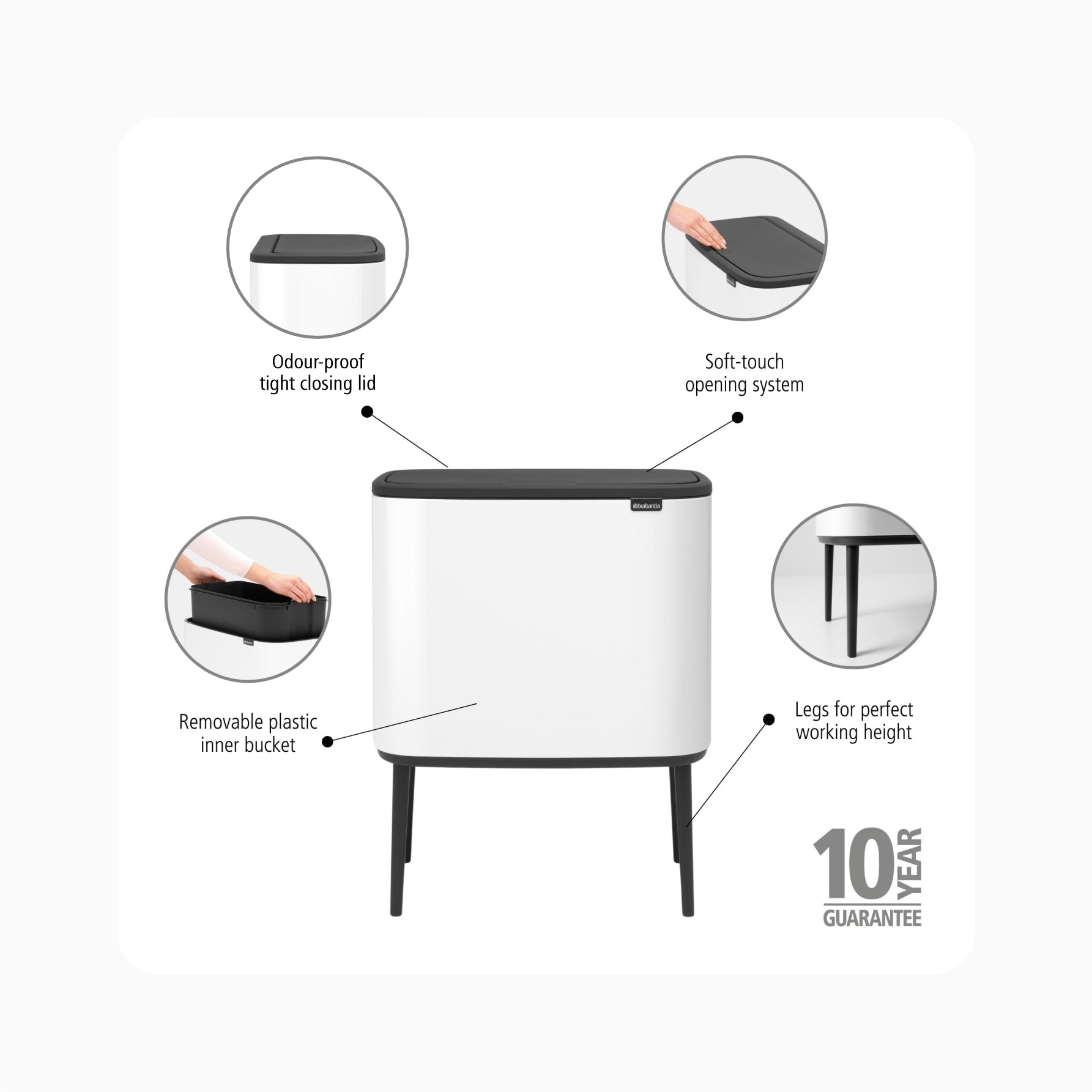 Brabantia Bo Tuch Bin White Kapasitas 36 Liter Garansi 10 Tahun Resmi Higienis Indonesia