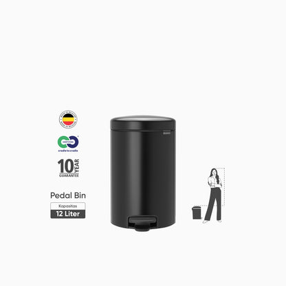 NewIcon Pedal Bin 12L - Matt Black
