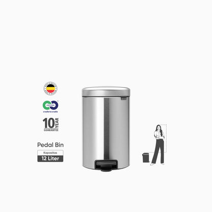 NewIcon Pedal Bin 12L - Matt Steel