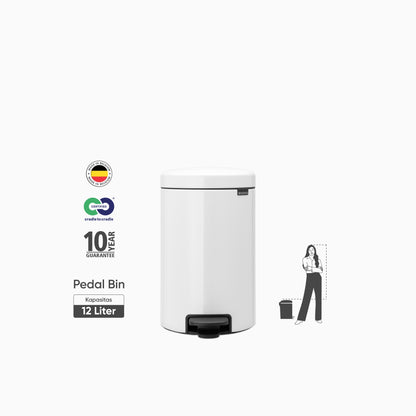 NewIcon Pedal Bin 12L - White