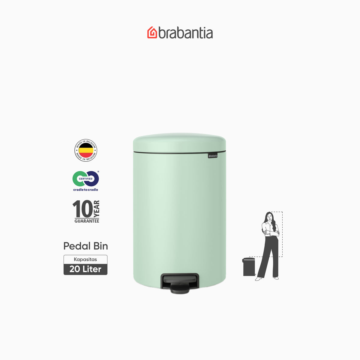 NewIcon Pedal Bin 20L - Jade Green