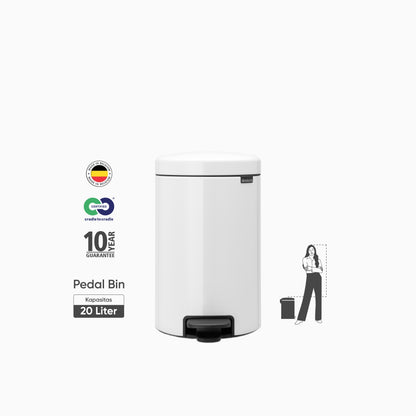 NewIcon Pedal Bin 20L - White
