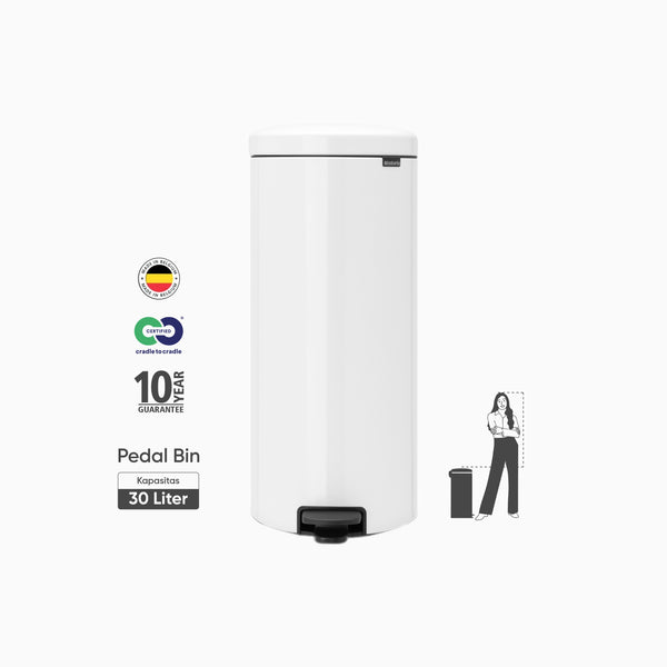 Brabantia NewIcon Pedal Bin 30L White Tempat Sampah Estetik Tutup Soft Anti Bau Garansi 10 Tahun Higienis Indonesia