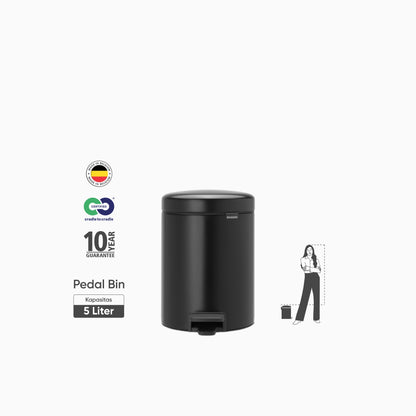 NewIcon Pedal Bin 5L - Matt Black