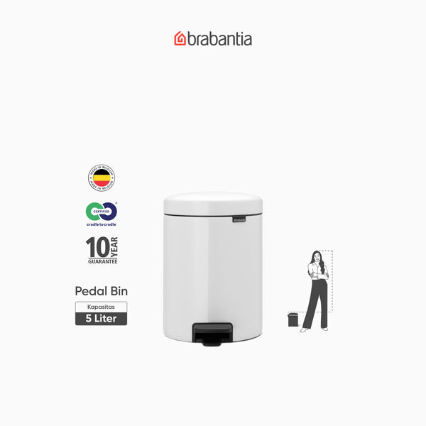 NewIcon Pedal Bin 5L - White