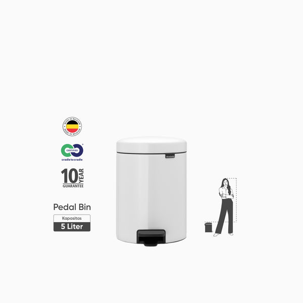 Brabantia NewIcon Pedal Bin 5L White Tempat Sampah Pedal Tutup Soft Close Anti Bau | Higienis Indonesia