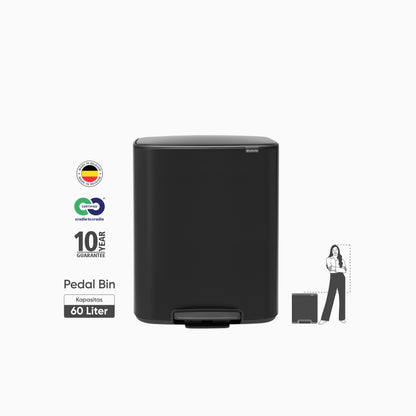 Bo Pedal Bin 60L - Matt Black