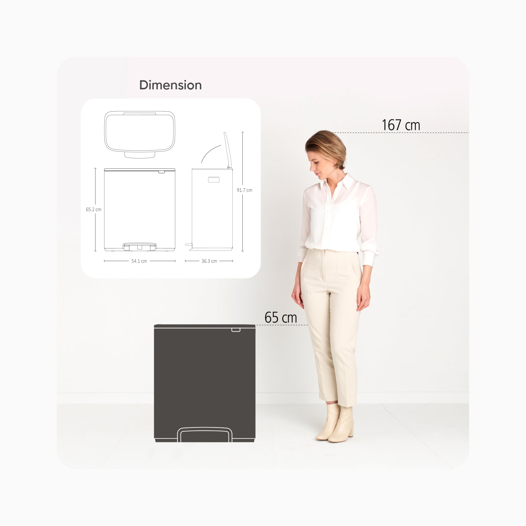 Bo Pedal Bin 60L - Matt Black