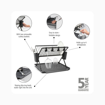 Foldable Dish Drying Rack - Dark Grey