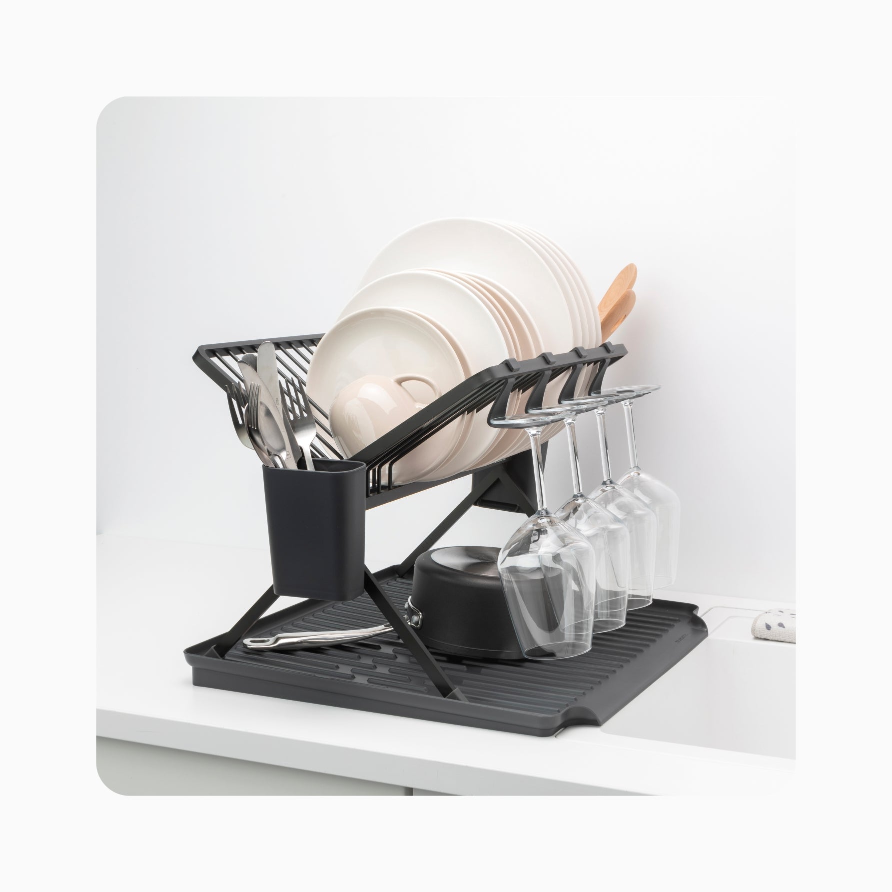 Foldable Dish Drying Rack - Dark Grey