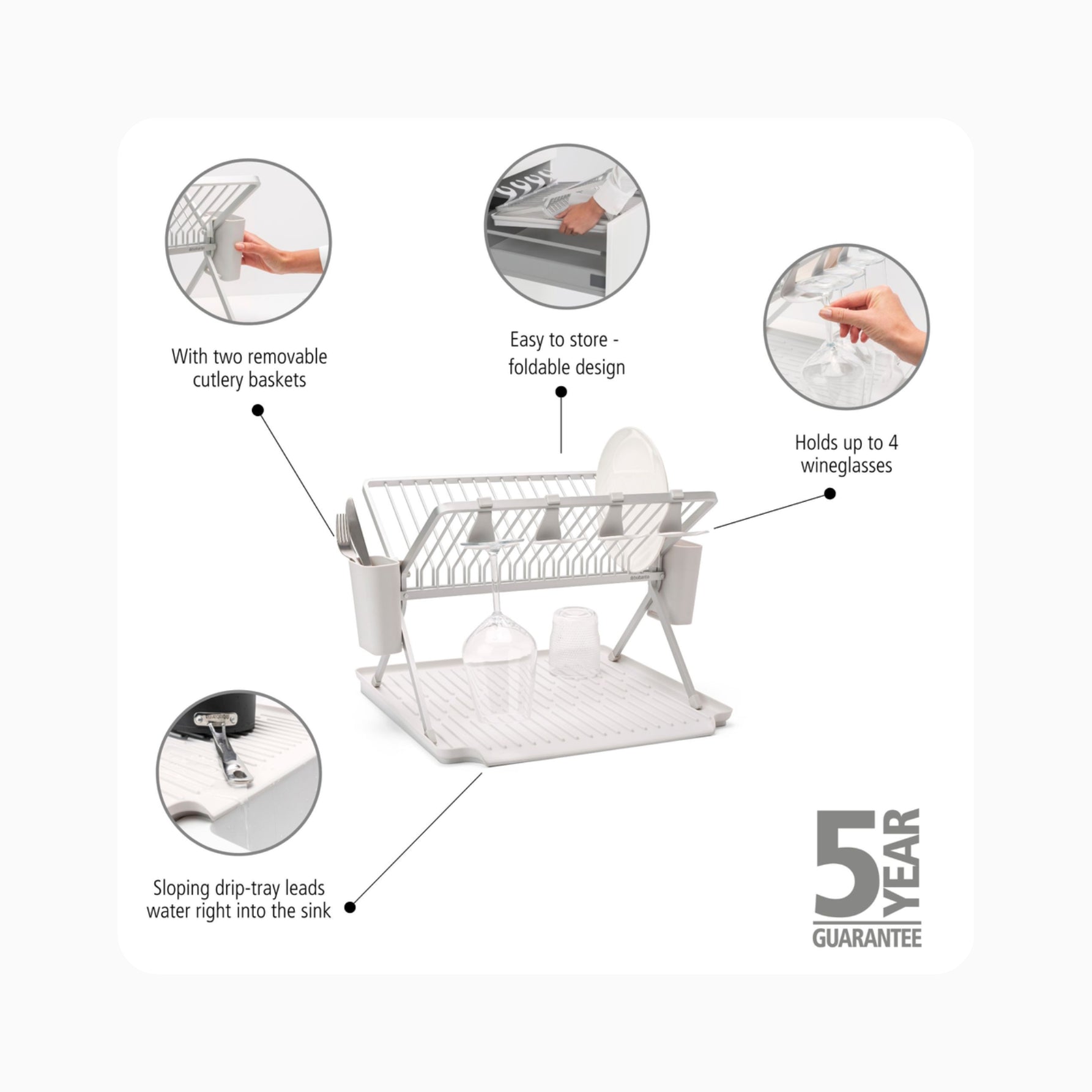 Foldable Dish Drying Rack - Light Grey