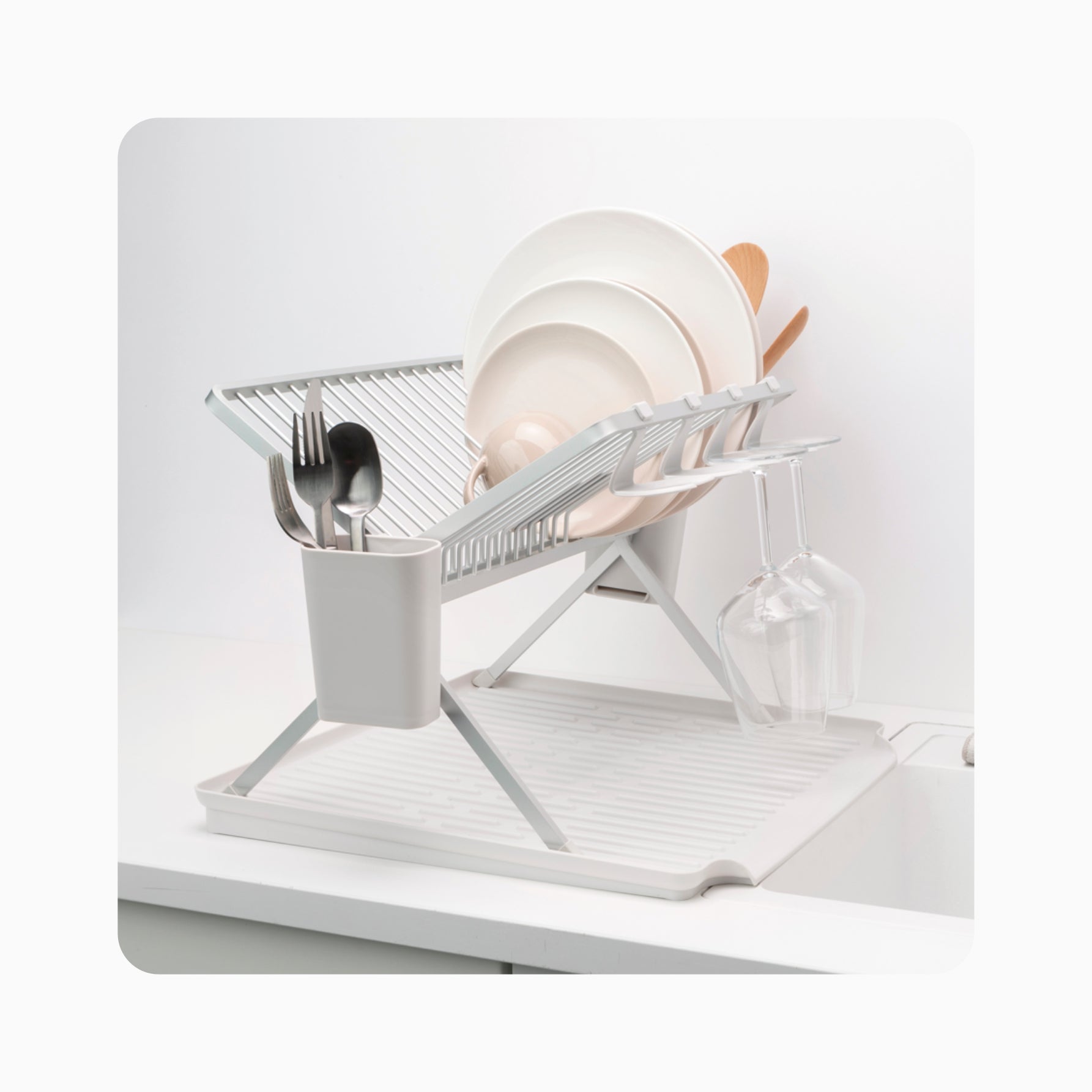 Foldable Dish Drying Rack - Light Grey
