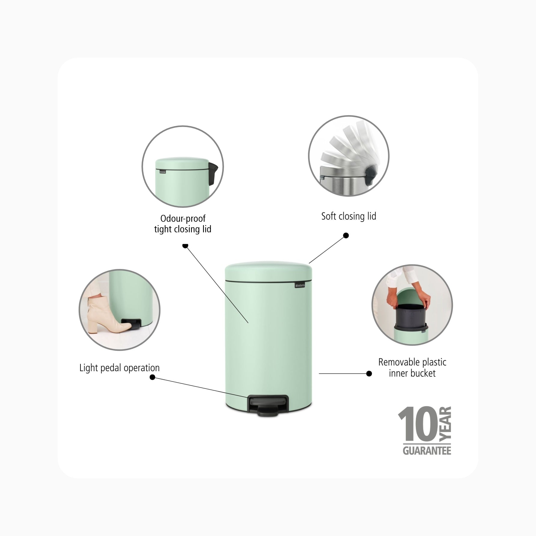 NewIcon Pedal Bin 12L - Jade Green