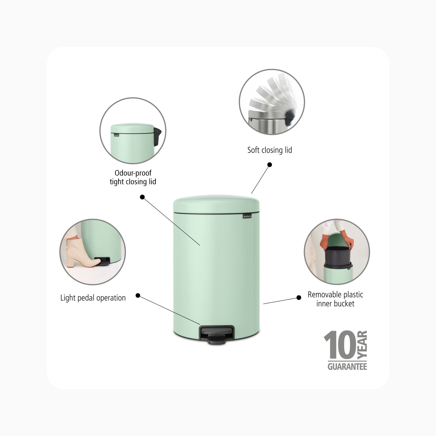 NewIcon Pedal Bin 20L - Jade Green