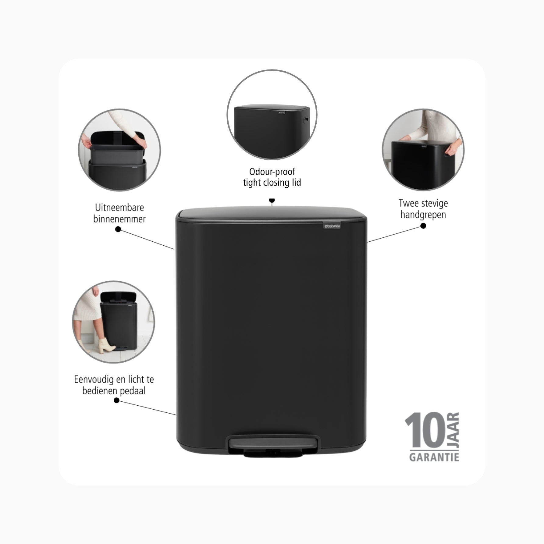 Bo Pedal Bin 60L - Matt Black