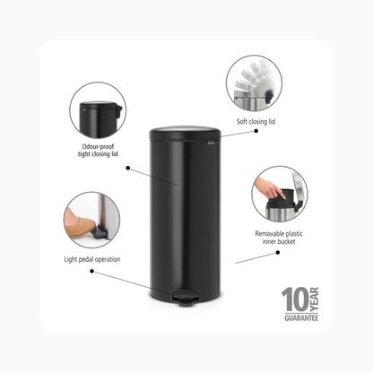 NewIcon Pedal Bin 30L - Matt Black