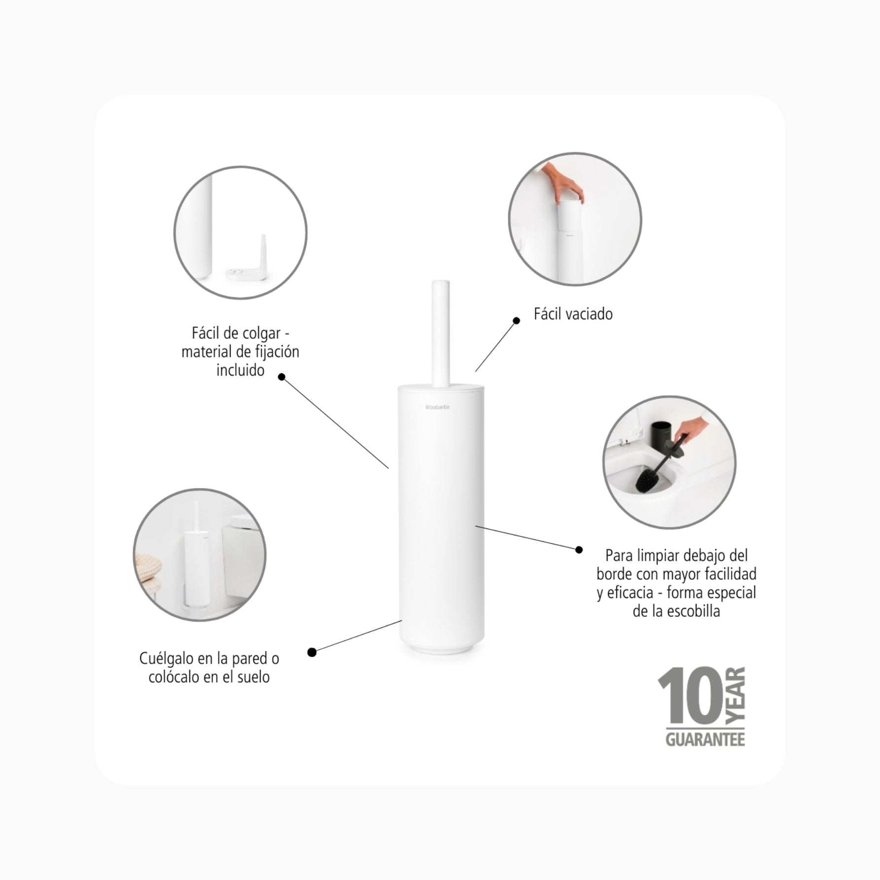 MindSet Toilet Brush and Holder - Fresh White