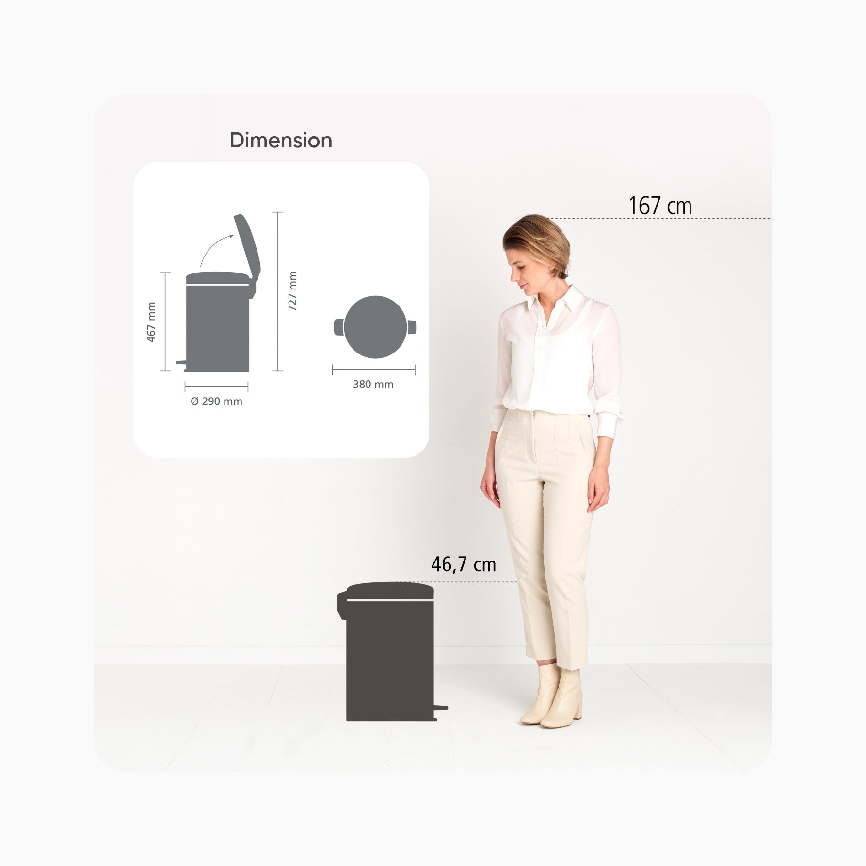 NewIcon Pedal Bin 20L - Matt Steel