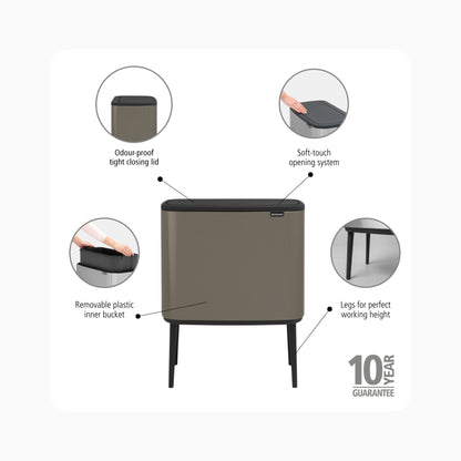 Bo Touch Bin 36L - Platinum