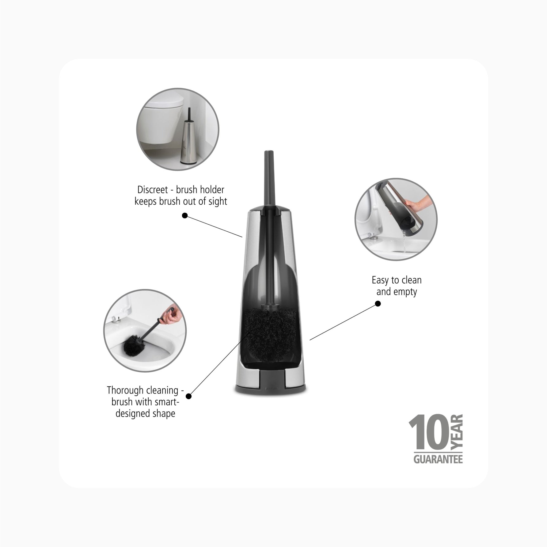 ReNew Toilet Brush and Holder - Matt Steel