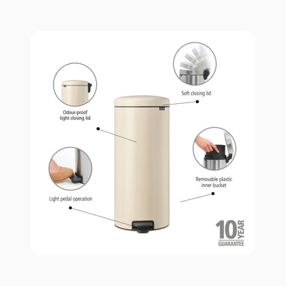 NewIcon Pedal Bin 30L - Soft Beige