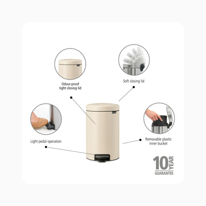 NewIcon Pedal Bin 12L - Soft Beige