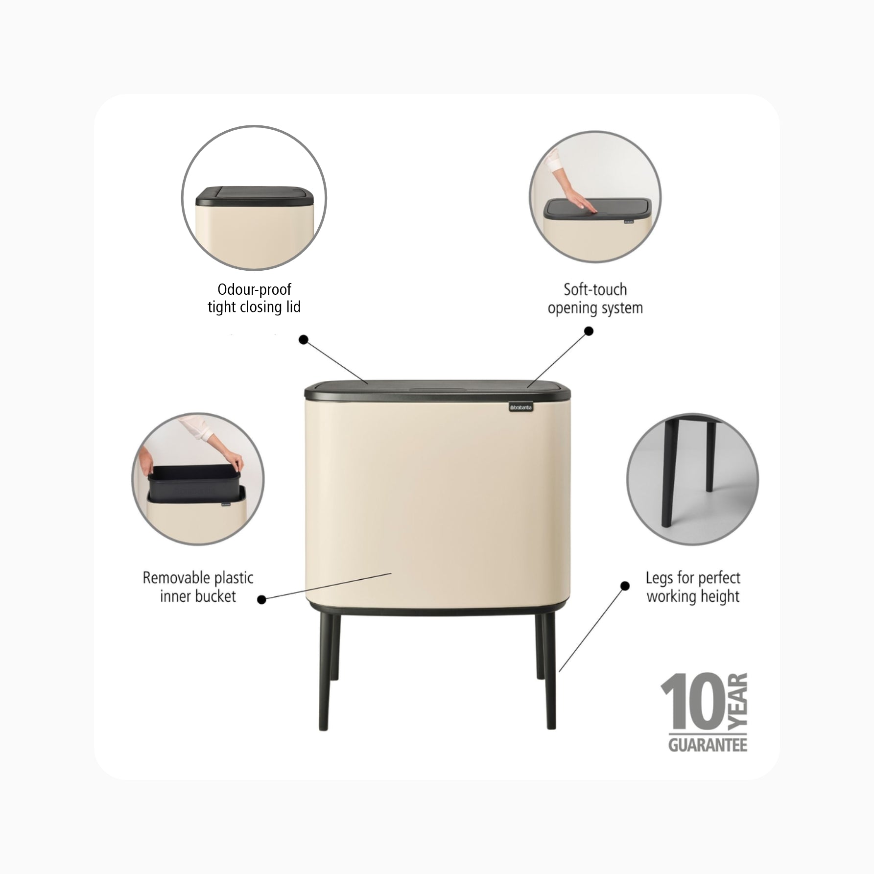 BO Touch Bin 36L - Soft Beige