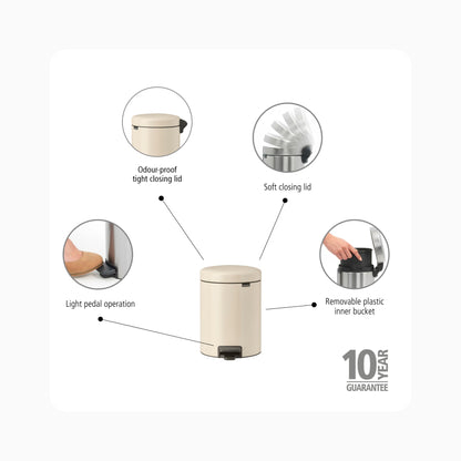 NewIcon Pedal Bin 5L - Soft Beige