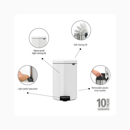 NewIcon Pedal Bin 20L - White