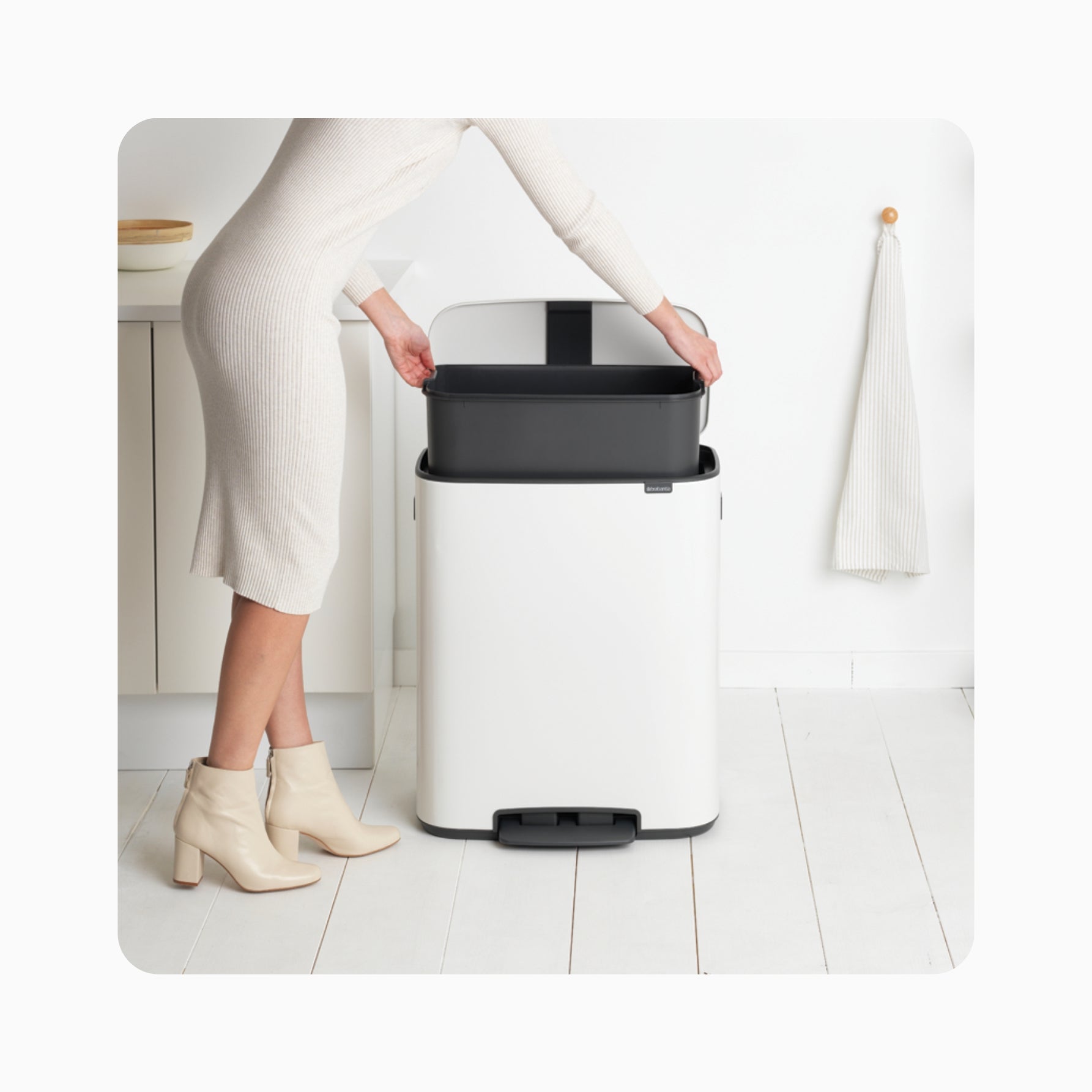 Bo Pedal Bin 60L - White
