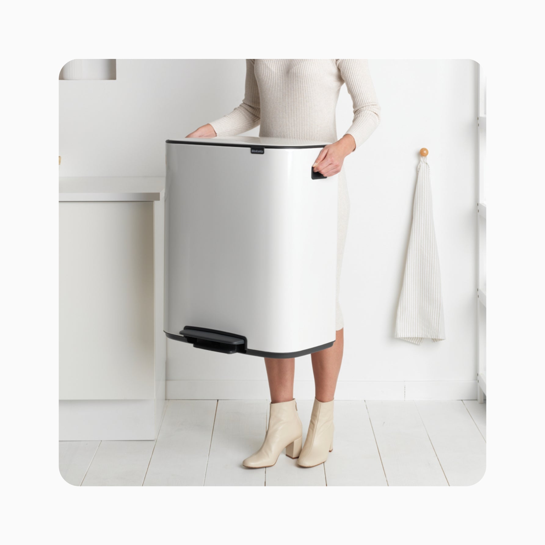 Bo Pedal Bin 60L - White